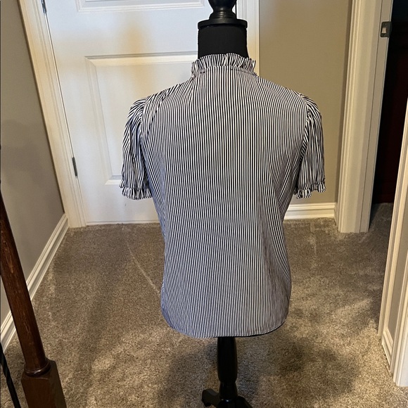 T Tahari Black and White Striped Button Down Shirt - Picture 7 of 10